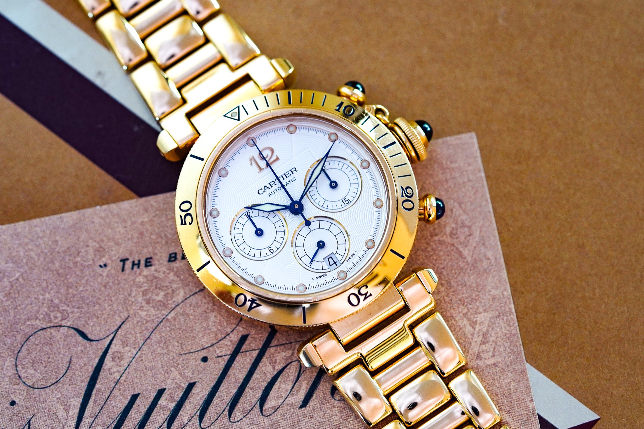 Cartier Pasha Diver Chronograph 18k Yellow Gold W30140D1 2111