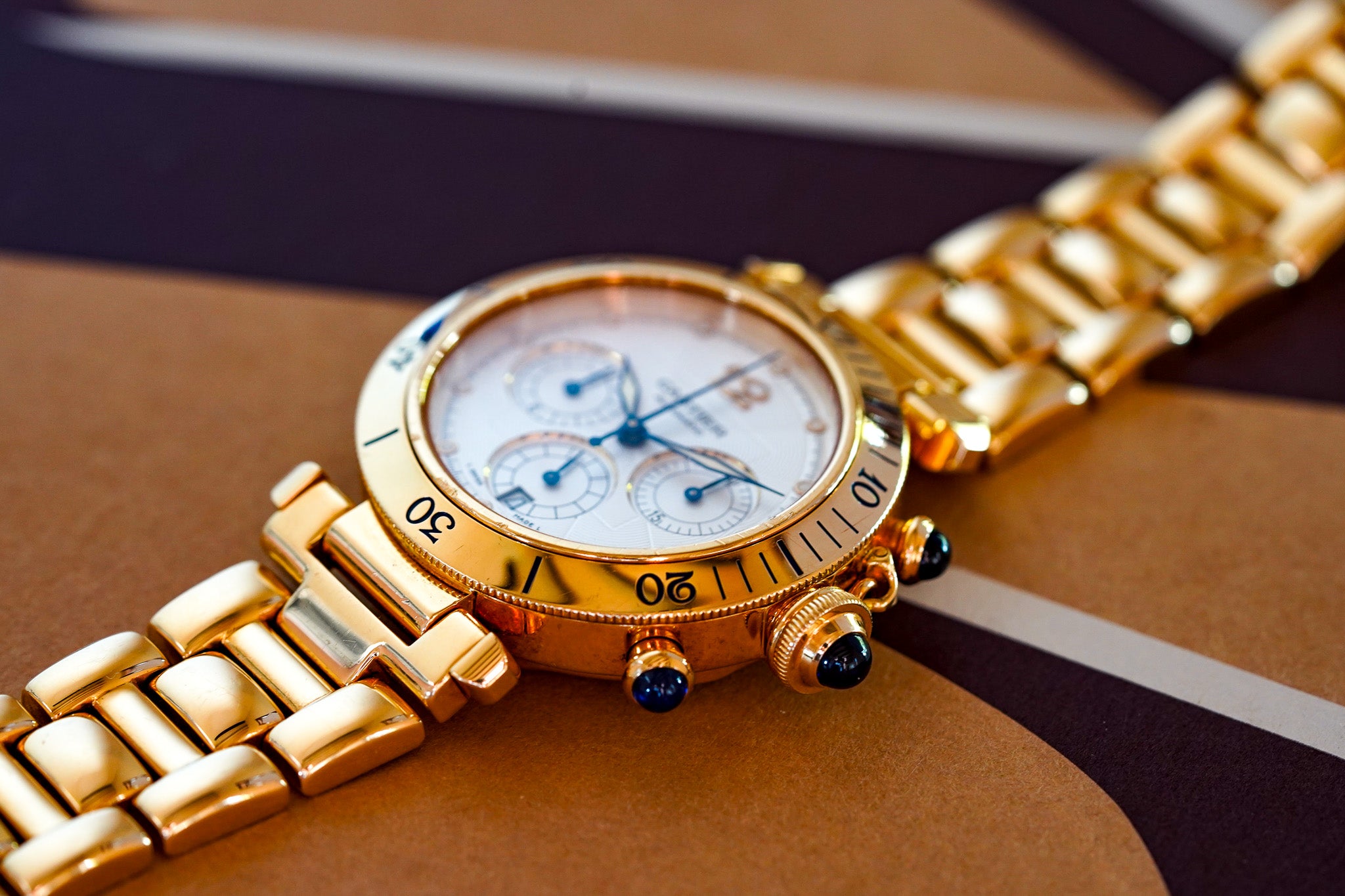 Cartier Pasha Diver Chronograph 18k Yellow Gold W30140D1 2111