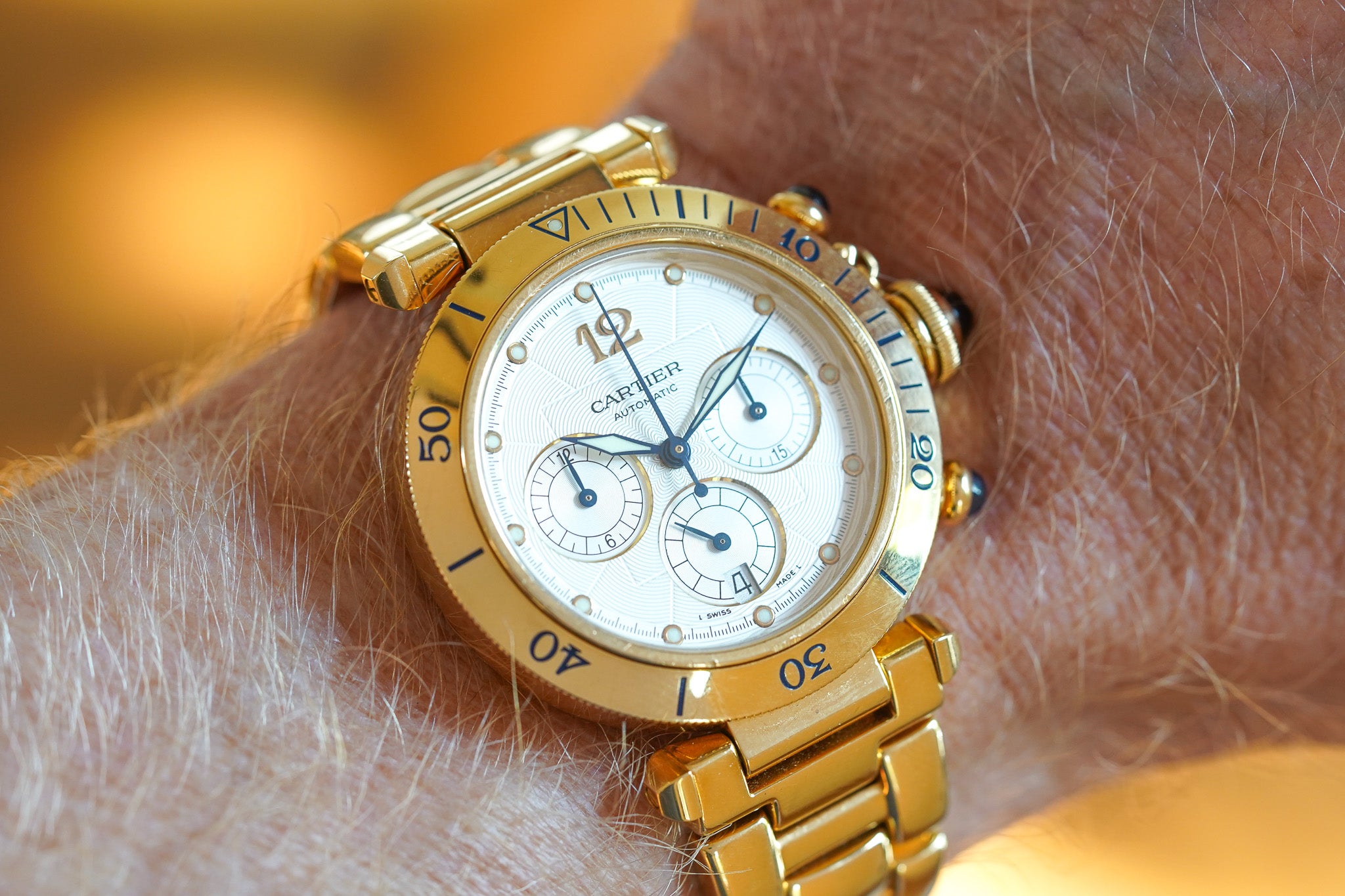 Cartier Pasha Diver Chronograph 18k Yellow Gold W30140D1 2111